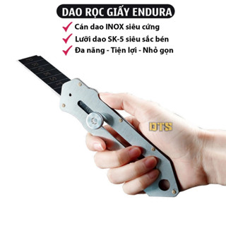 Dao rọc giấy cán INOX bản to 18mm ENDURA, dao trổ cố định lưỡi dao, cắt giấy, rọc băng keo công việc văn phòng