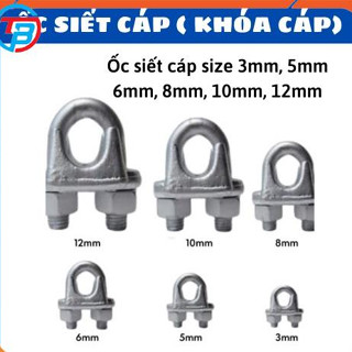 (Combo 5c)Ốc siết cáp - khóa cáp - cóc kẹp cáp - size 3mm, 5mm, 6mm, 8mm, 10mm, 12mm - Cáp Thép Thái Bình