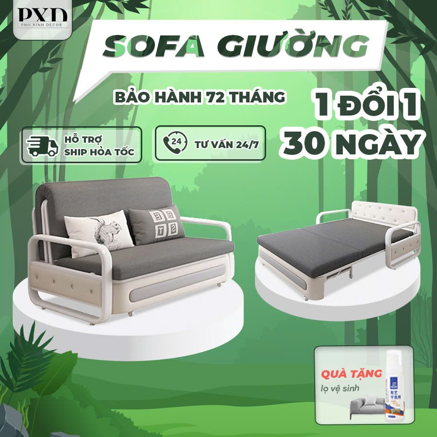 (MIỄN SHIP) Sofa giường thông minh gấp gọn,khung thép cacbon ,Sofa Bed nệm cao su bảo hành 72 tháng