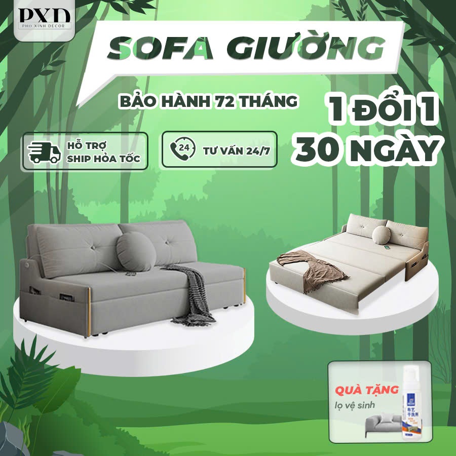 (FREESHIP) Sofa giường thông minh gấp gọn,khung thép cacbon ,Sofa Bed nệm cao su bảo hành 72 tháng