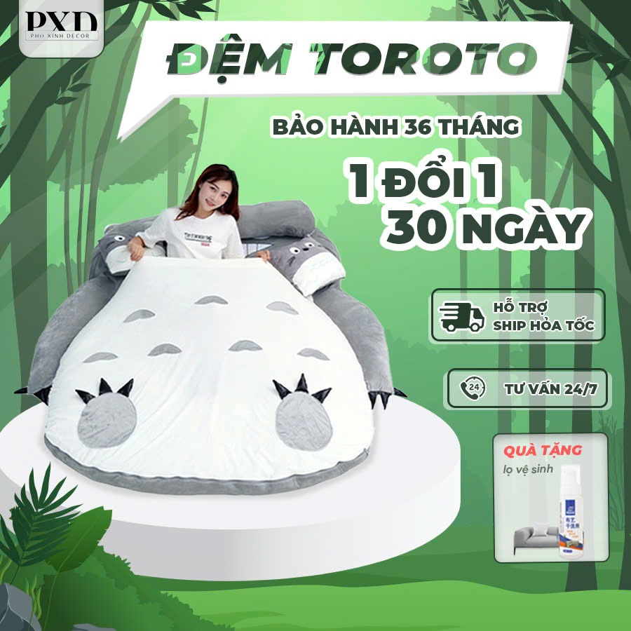 [FREESHIP] Giường bệt Totoro, Đệm Ngủ, Đệm Lười Hình Thú, Ghế lười gấu dâu êm ái bảo hành 36 tháng