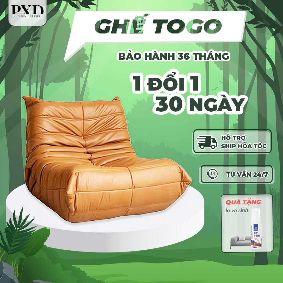 Ghế lười Sofa Togo Armchair da thật nhiều màu phong cách Bắc Âu Thư Giãn hiện đại bọc da Tinh Tế