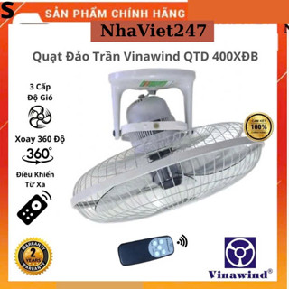 Quạt Trần Đảo Có Điều Khiển Vinawind QTĐ400X-ĐB -Sải Cánh 40cm-Điện Cơ Thống Nhất-Bảo Hành 12 Tháng