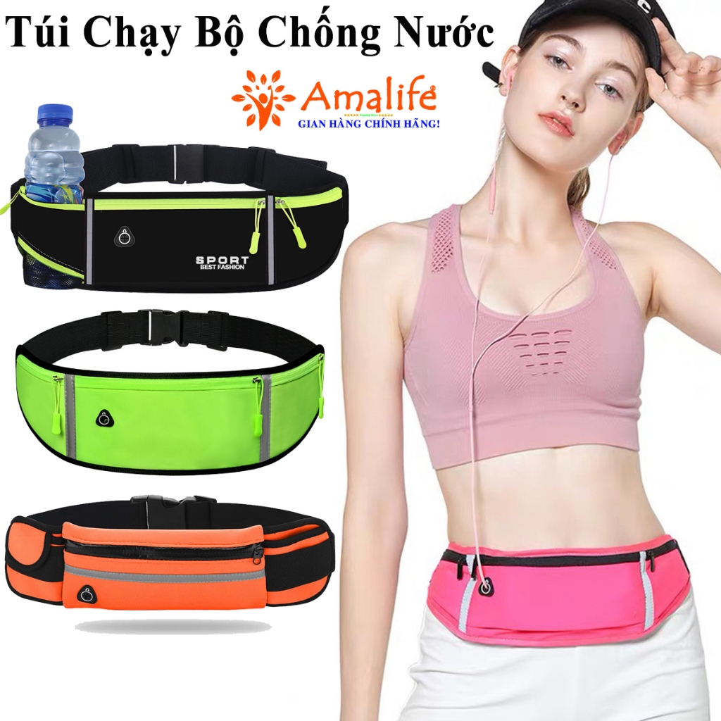 Túi Chạy Bộ Đeo Hông Bụng, Đai Đeo Điện Thoại Túi Bao Tử Tập Gym Thể Thao Nhiều Ngăn Chống Nước Nam Nữ Hãng Amalife