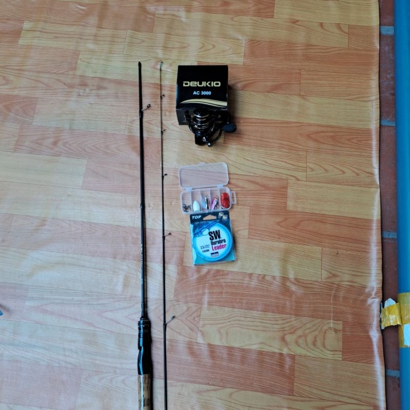 bộ cần ul câu suối kèm máy ac 3000 và hộp mồi