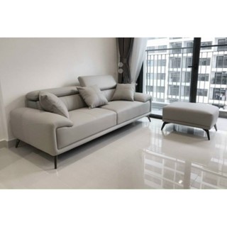Bộ Sofa Da cao cấp phong cách Ý H2 Furniture, sofa da gật tựa lưng đa năng gồm 1 ghế dài kèm đôn di động thông minh