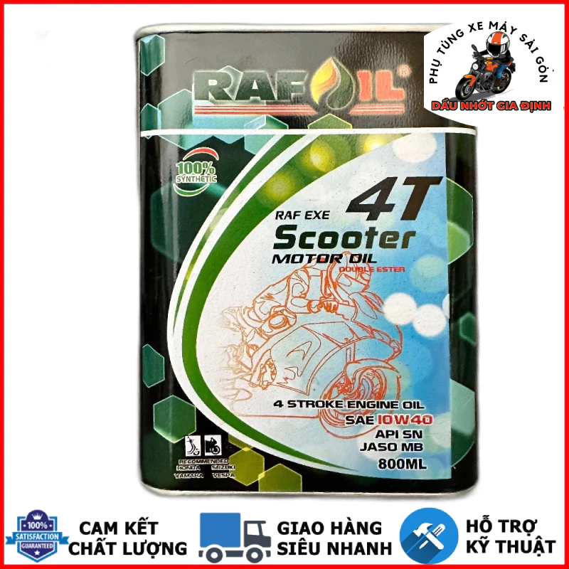 Nhớt xe ga Rafoil Scooter 10W40 Double Ester 800ML tổng hợp nhập khẩu UAE
