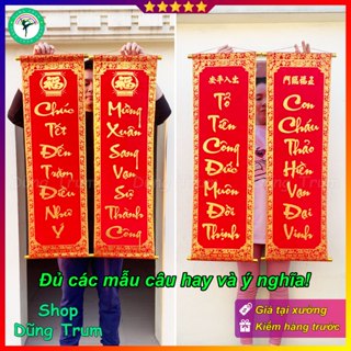 [CHUẨN ĐẸP] 1 đôi câu đối đỏ, cặp liễn trang trí Tết chất nhung kích thước chuẩn số đẹp thần tài 79cm, 97cm