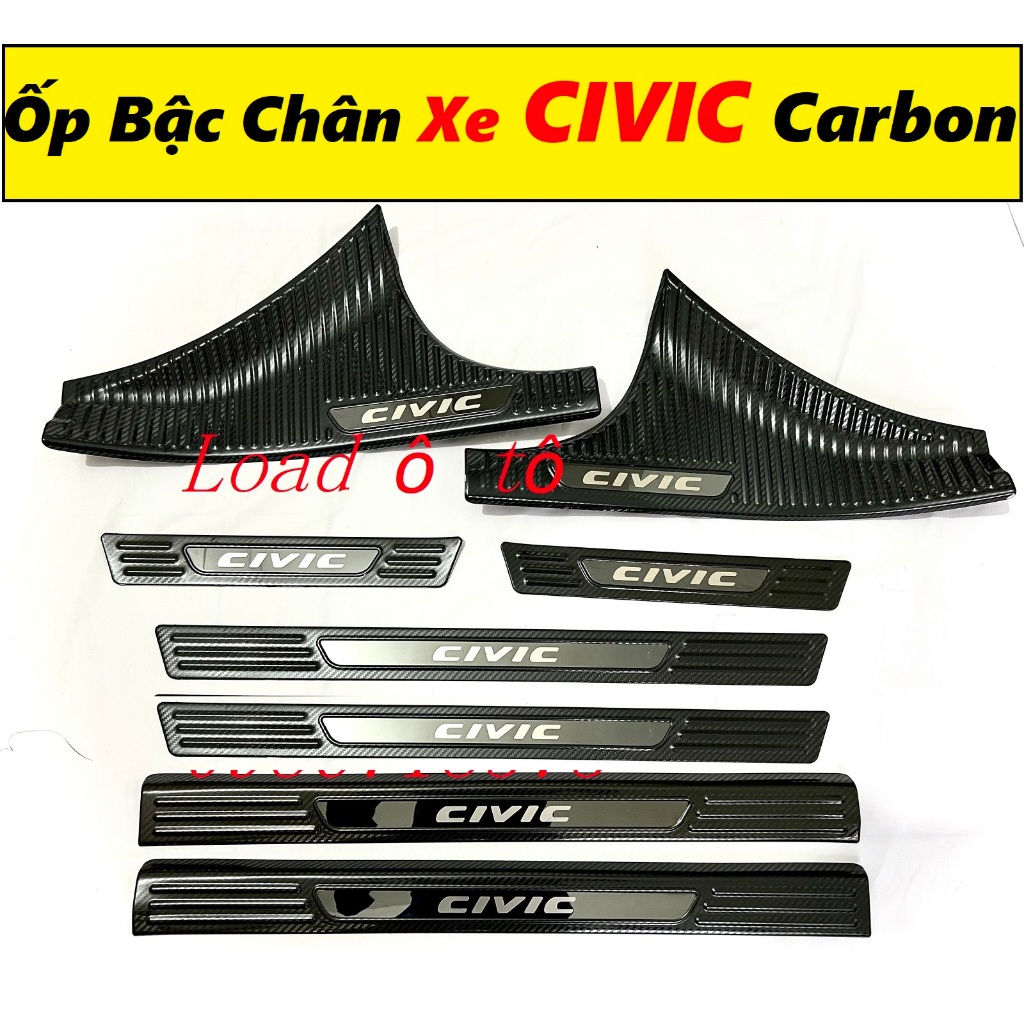 Bộ Ốp Bậc Chân Cả Bộ Honda Civic 2025-22 Mẫu Vân Carbon Cao Cấp