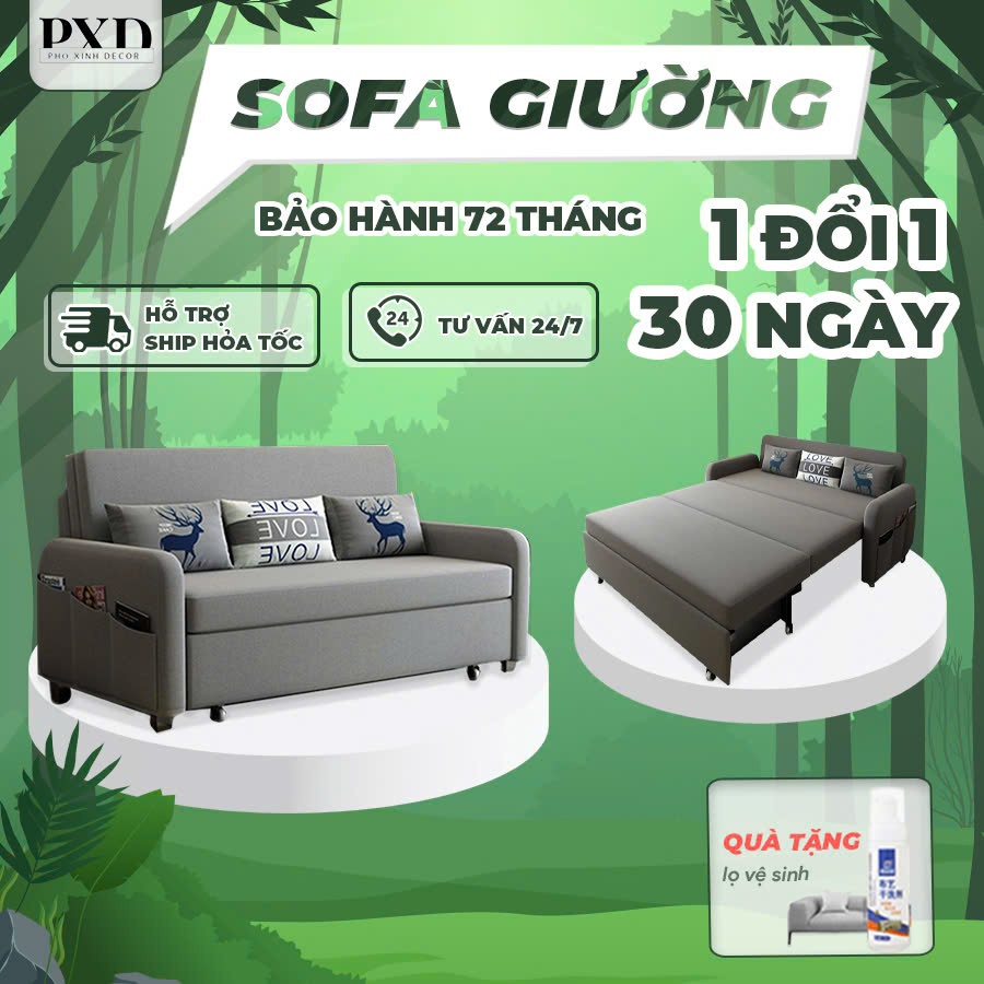 (FREESHIP) Sofa giường thông minh gấp gọn,khung thép cacbon ,Sofa Bed nệm cao su bảo hành 72 tháng