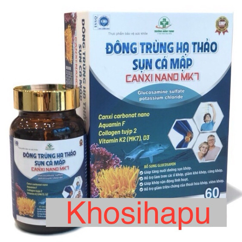 Viên Đông trùng hạ thảo sụn cá mập Canxi Nano Mk7 hỗ trợ xương khớp thoái hoá bồi dưỡng sức khoẻ 60 viên