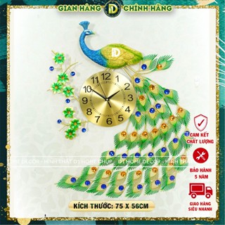  Đồng Hồ Treo Tường Con Chim Công Tài Lộc Chính Hãng D1 Home Kim Trôi Trang Trí Tường Decor - CR 