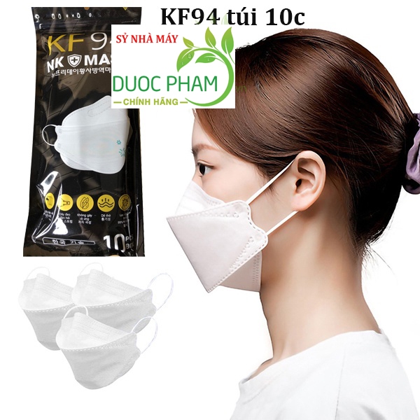 Set 10 chiếc khẩu trang 4D KF94 NK công nghệ HQ, khẩu trang kháng khuẩn chống bụi
