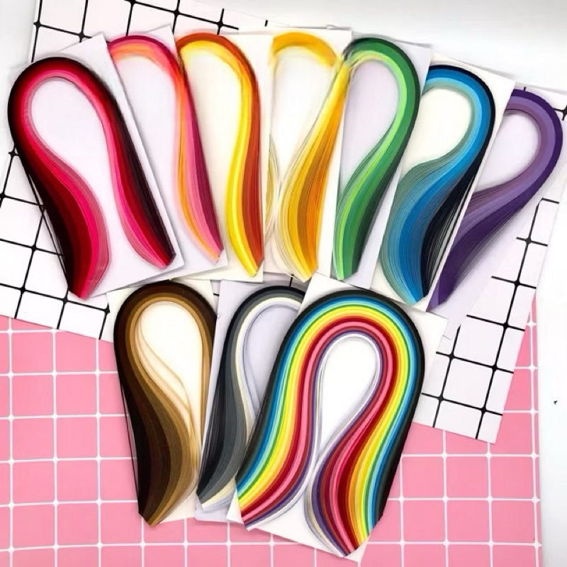 Giấy quilling rộng 5mm đủ tông màu dùng làm thiệp, làm tranh handmade