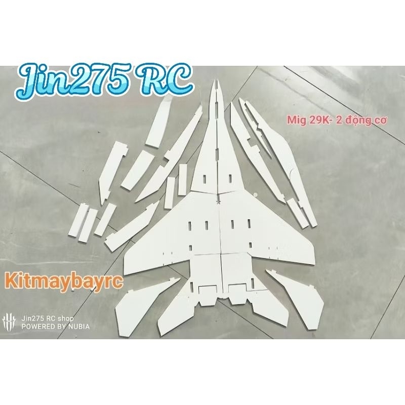Bộ vỏ kit máy bay Mig 29K sải 45 cm đi 2 động cơ 180, Zy740...RC