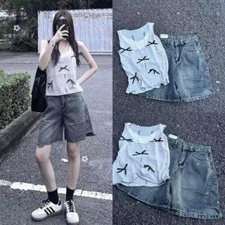 Quần Jeans Đùi Basic dáng chữ A cạp cao 2 màu Quần đùi bò nữ dáng chữ A ống rộng lưng cao