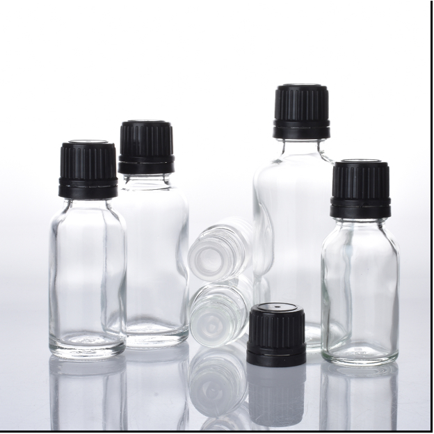 Chai GINGER SHOTS thủy tinh TRONG nắp VẶN ĐEN nhỏ giọt 5ml 10ml 15ml 20ml 30ml 50ml 100ml - Lọ đựng serum chiết tinh dầu