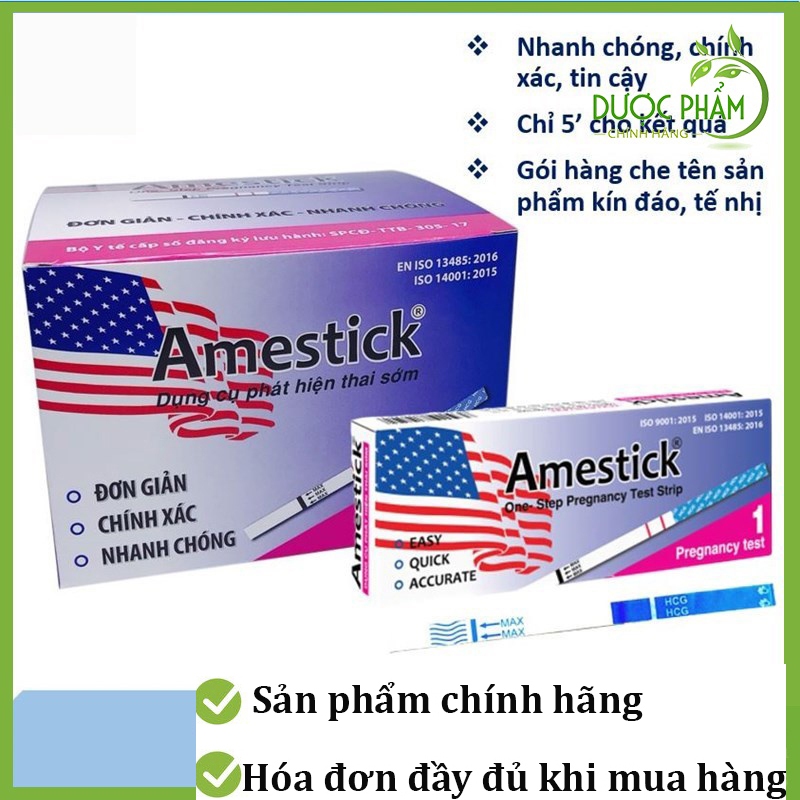 Combo hộp que thử trứng Lh Tân Á và Que thử thai Amestick