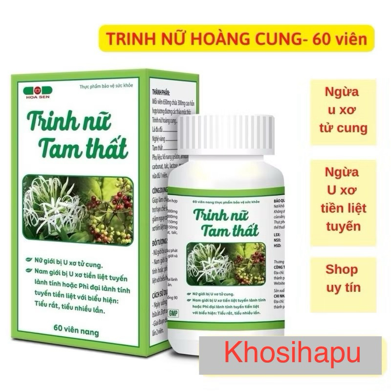 Viên uống Trinh nữ Hoàng cung 60 viên chính hãng Dược Hoa sen hỗ trợ U xơ tử cung, u lành tuyến tiền liệt hiệu quả