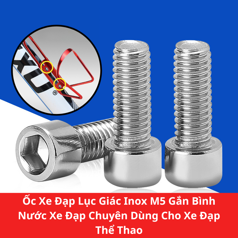 (Sale) Ốc xe đạp điện Lục Giác Inox M5 Gắn Bình Nước xe đạp điện Chuyên dành cho xe đạp điện Sport -