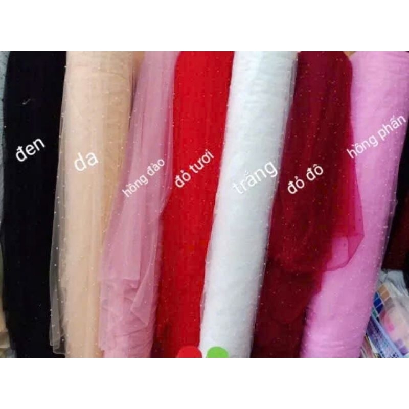 Vải voan lưới đính hạt