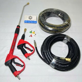 Dây rửa xe, súng rửa xe 2 bố thép 20M 15M cho máy rửa xe cao áp| Kèm khớp nối nhanh 3/8, bép cao áp