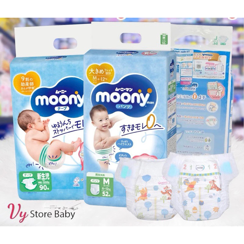 Freeship Bỉm Moony xanh CHO BÉ TỪ SƠ SINH ĐỦ SIZE