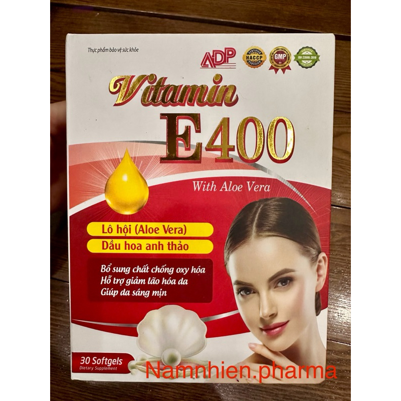 VITAMIN E400 With Aloe Vera Tinh dầu thông đỏ, tinh dầu hoa anh thảo hỗ trợ sinh sản, bổ trứng, đẹp da, ngăn lão hoá