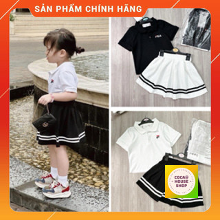 (Sale+Tặng Quà) Set Váy Bé Gái Siêu Xinh Áo Polo Ngắn Tay Logo Thêu Kèm Chân Váy Xoè Xếp Ly Mềm Mát Vải Đẹp_COCAHOUSE
