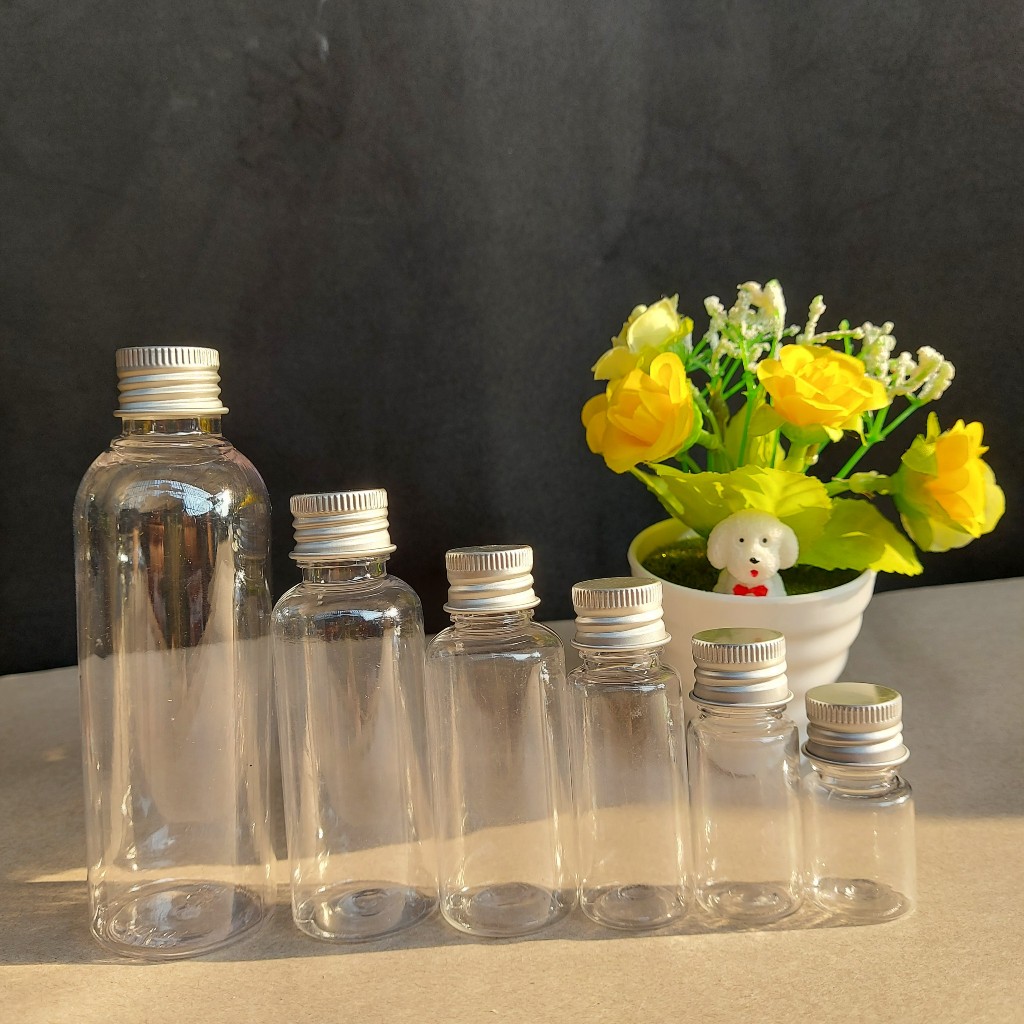 Chai nhựa NẮP VẶN NHÔM 5ml 10ml 15ml 20ml 25ml 30ml 50ml 80ml 100ml _Chai lọ pet chiết mỹ phẩm, spa, phụ kiện du lịch...