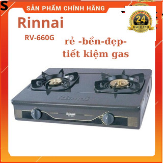 Bếp gas đôi rinnai rv-660g-mặt men-2 lò nấu-có đầu hâm-bếp ga tốt,bền-lửa xanh,tiết kiệm ga-bh 2 năm