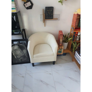 Ghế đơn nhiều màu - sofa cafe - Sofa đơn nhung trắng kem