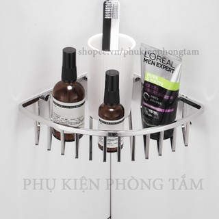 [MẪU MỚI] Kệ góc nan vuông đặc Inox 304 cao cấp, không rỉ sét - Kệ góc nhà tắm gắn tường