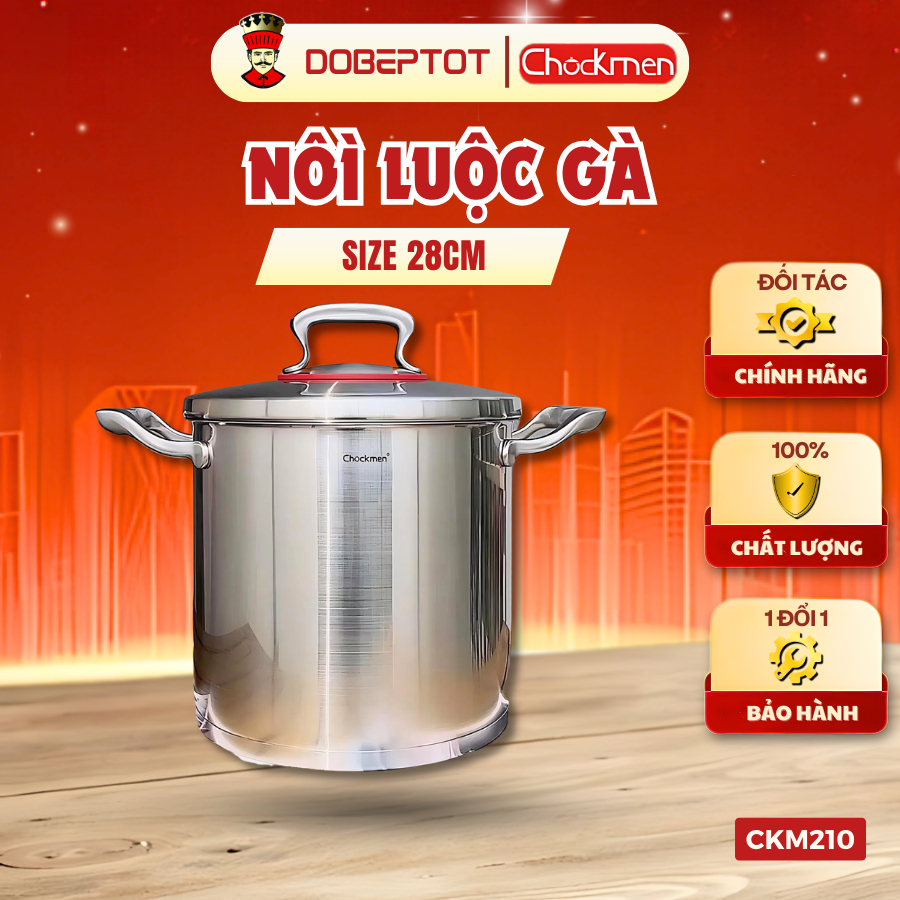 C210/C42/C107 - Nồi luộc gà Chockmen Nồi Súp inox cao cấp đúc nguyên khối 3 lớp cao cấp không gỉ