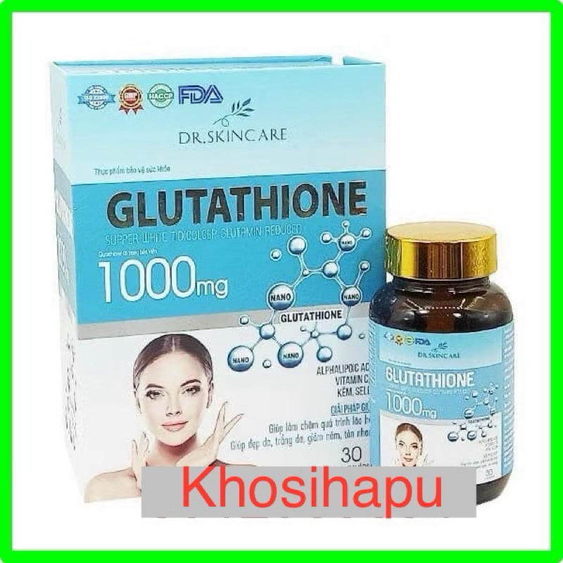 Viên uống Glutathione 1000mg hỗ trợ trắng da, đẹp da, giảm nám tốt cho phụ nữ 30 viên chính hãng