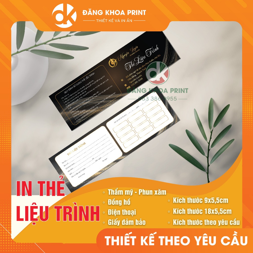 In thẻ liệu trình, thẻ bảo hành, thẻ khách hàng cho Spa, thẩm mỹ viện, Salon tóc
