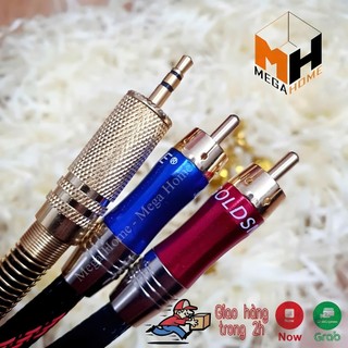 Dây AV 3.5mm bọc lưới chống nhiễu, chống gập, dây cáp chuyển đổi tín hiệu 3.5 ra bông sen dài 1.5m