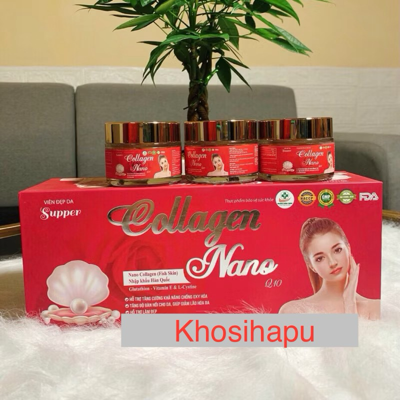 Viên Uống Đẹp Da Supper COLLAGEN NANO Q10 - Giúp Đẹp Da, Ngừa Lão Hóa, Sạm, Nám da (Hộp 3 lọ x 15 Viên) chính hãng