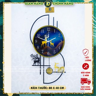 Đồng Hồ Treo Tường Trang Trí Decor - Mẫu Đồng Hồ Quả Lắc con hươu Hiện Đại - Trang Trí Nhà Cửa - BH 5 năm - D1Home - QL0