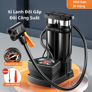 Bơm Đạp Chân Xe Máy Xe Đạp Thể Thao Nhỏ Gọn Đầu Van Đa Năng Có Đồng Hồ Đo Áp Suất Cao Cấp - BK08