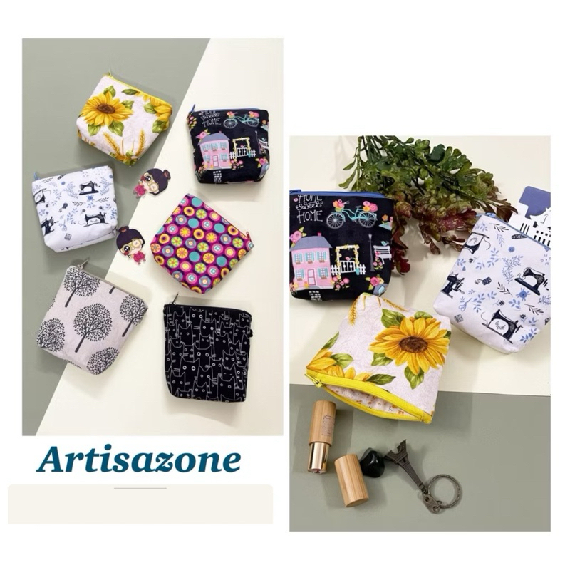 Túi vải mini kéo khóa handmade (10cm x 12cm) - 01 chiếc (Đọc kỹ mô tả sản phẩm)