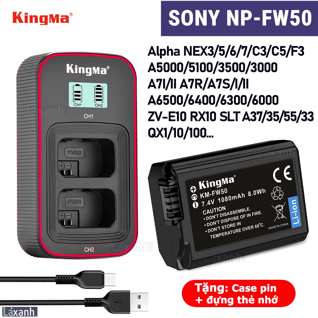 Sony NP-FW50 | Pin và Dock Sạc máy ảnh SONY FW50 NP-FW50 NPFW50 SONY A6000 A6300 A6400 A7 A3000 A500