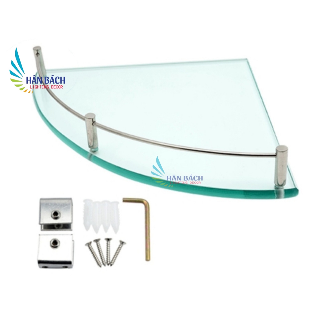 Kệ kính phòng tắm góc (Inox 304 & Kính cường lực 10 ly)
