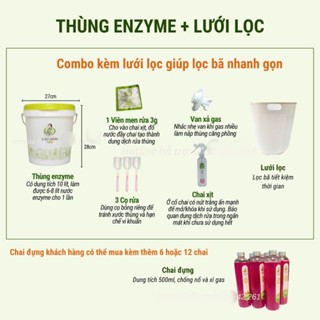 [COMBO Thùng làm enzyme và LƯỚI LỌC] Thùng làm Enzyme, kombucha Jiao Mom + kèm lưới lọc của Jiao Mom, lên men tự nhiên