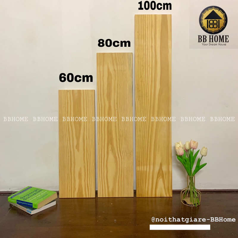 Ván làm kệ gỗ thông Mỹ rộng 20cm,dày 2cm,dài 60/80/100cm láng mịn 4 mặt
