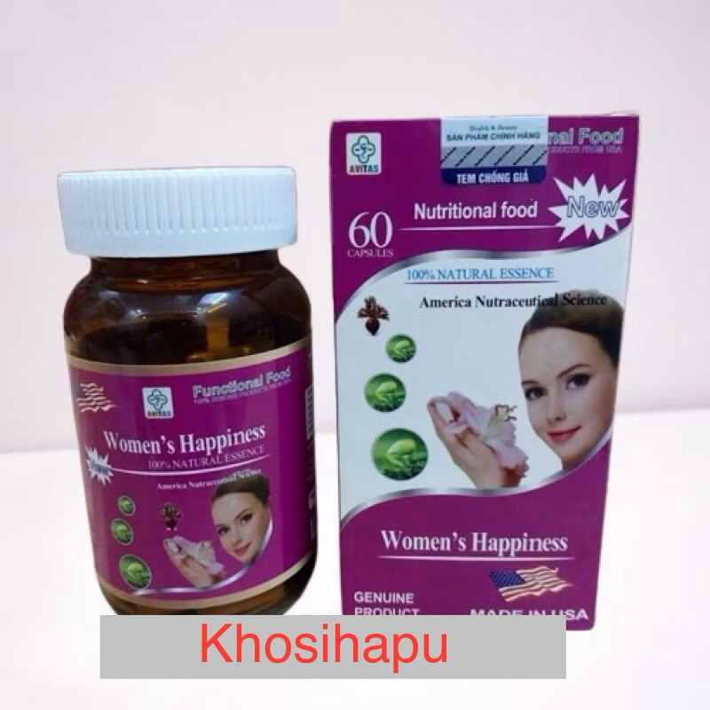 Viên uống Women’s Happiness nhập khẩu Mỹ tốt cho phụ nữ cải thiện sinh lý nữ tăng ham muốn đẹp da cân bằng hóc môn nữ