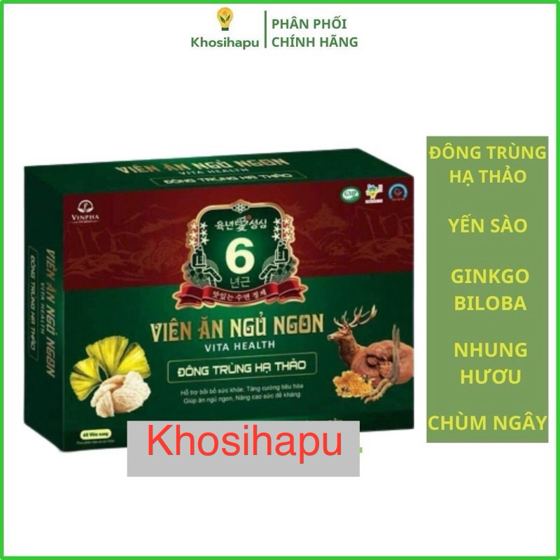Viên Ăn ngủ ngon Đông trùng hạ thảo thành phần thảo dược hỗ trợ an thần ngủ sâu giấc giảm stress hiệu quả chính hãng