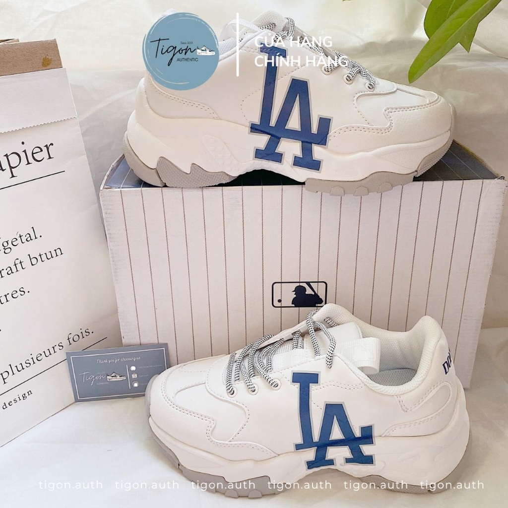 Giày thể thao nữ MLB LA Dodgers Sneaker Big Ball Chunky,  Giày thể thao trắng chính hãng Tigon.auth