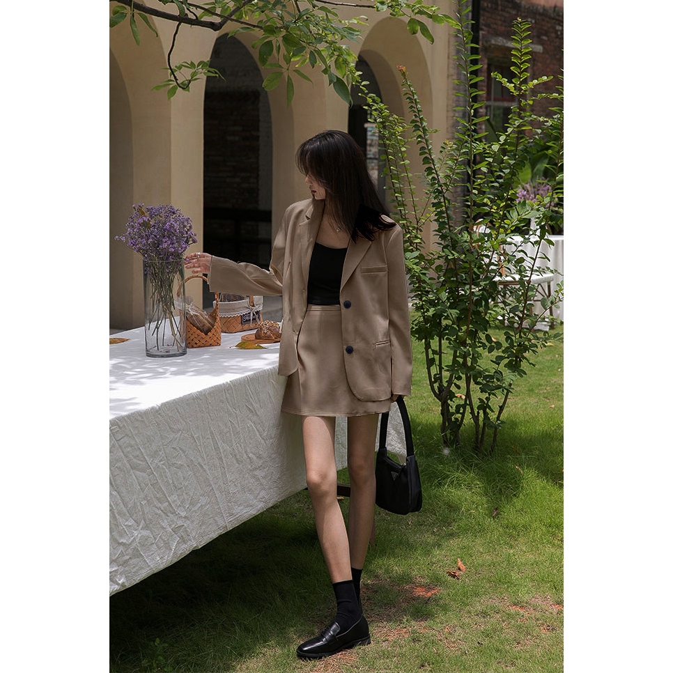 Áo blazer nữ phối chân váy ngắn Tuvada, set vest nữ basic, set áo blazer chân váy - SVN132 | BigBuy360 - bigbuy360.vn