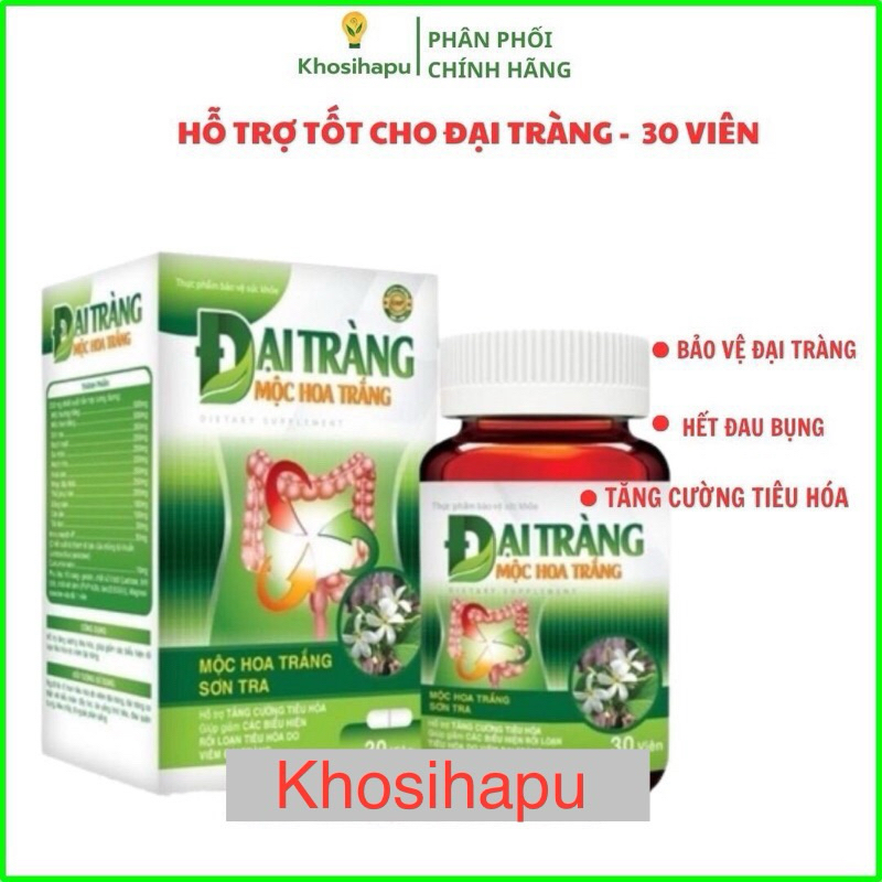 Viên uống Đại tràng mộc hoa trắng thành phần thảo dược cho người bị viêm đại tràng, đại tràng co thắt - Hộp 30 viên